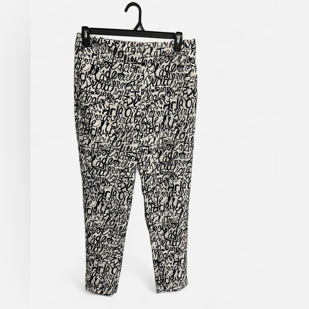Black and White Graffiti Script Print Pants